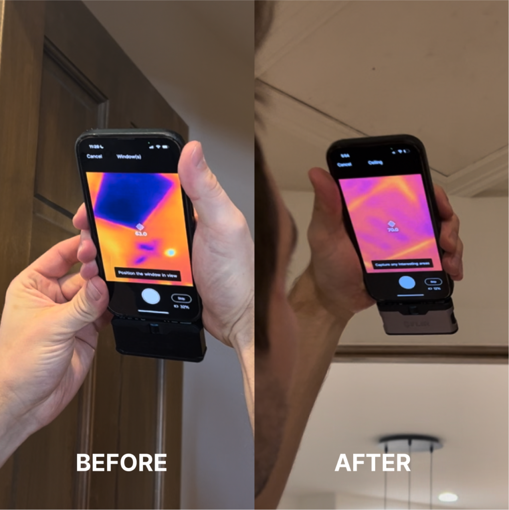 before and after - attic hatch insulation